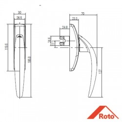 Roto T300 Pencere Kolu 26 mm Beyaz