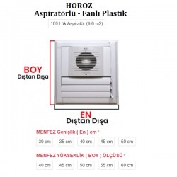 Horoz Ø 100 lük Aspiratörlü - Fanlı Plastik Banyo Menfezi - Kanatlı  - Yüzeysel Montaj - Beyaz