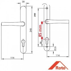 Roto RotoLine 85 Eksen Aynalı Kapı Kolu R01.1 Gümüş