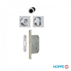Hoppe Ahşap Kayar Sürgü Kapı Kilit/Kulp Seti - WC Tipi 4921-1 - F1 Gümüş Eloksal