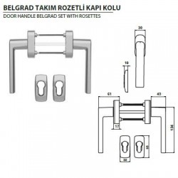 Belgrad Rozetli Kapı Kolu Takımı - Boya Eloksal Gümüş