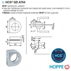 HCS Alüminyum çerçeveli cam kapılar için Profil Kapı Adaptörü - ( Muadili ) - Siyah