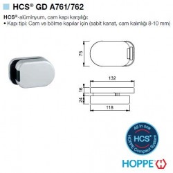 HCS GD A761/762 Cam Kapılar İçin Cam-Cama Karşılık Adaptörü -  F1-2 Gümüş Kumlu Eloksal