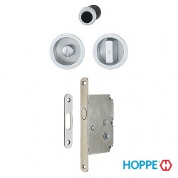 Hoppe Ahşap Kayar Sürgü Kapı Kilit/Kulp Seti - WC Tipi 4921-1 - F1 Gümüş Eloksal