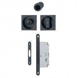 Hoppe Ahşap Kayar Sürgü Kapı Kilit/Kulp Seti - WC Tipi 4921-1 - F9714M/38 - Siyah