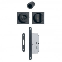 Hoppe Ahşap Kayar Sürgü Kapı Kilit/Kulp Seti - WC Tipi 4921-1 - F9714M/38 - Siyah
