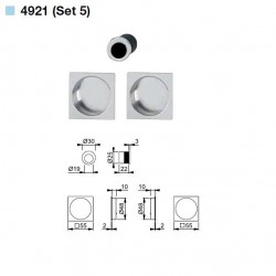 Hoppe Ahşap Kayar Sürgü Kapı Kulp Seti (Kilitsiz) 4921-Set 5 - F1 Gümüş Eloksal