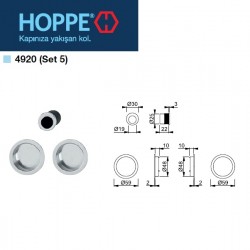 Hoppe Ahşap Kayar Sürgü Kapı Kulp Seti (Kilitsiz) - 4920-5 -F1 Gümüş Eloksal