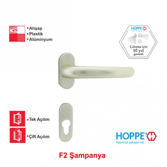 Hoppe Tokyo 7 mm Maça Rozetli Kapı Kolu F2 Şampanya 