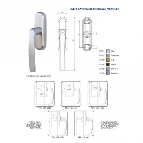 İmat Batı Eksenel Pencere Kolu EF06 