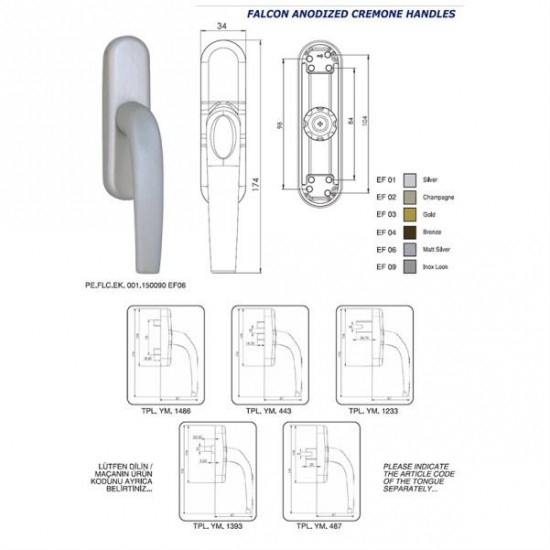 İmat Falcon Eksenel Pencere Kolu - Titan İmat Falcon Eksenel Pencere Kolu - Titan