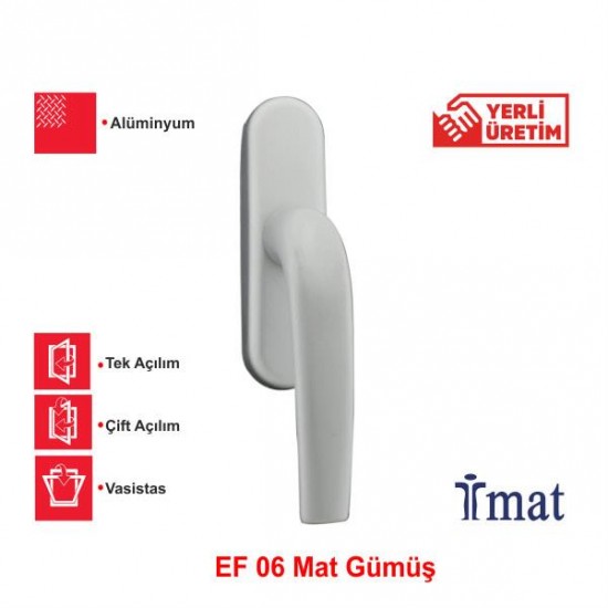 İmat Falcon Eksenel Pencere Kolu Mat Gümüş EF06 