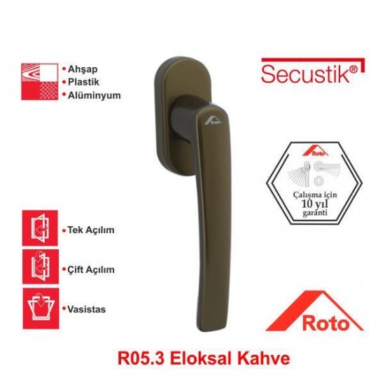 Roto Rotoline Secustik Pencere Kolu 40 mm - Eloksal Kahve