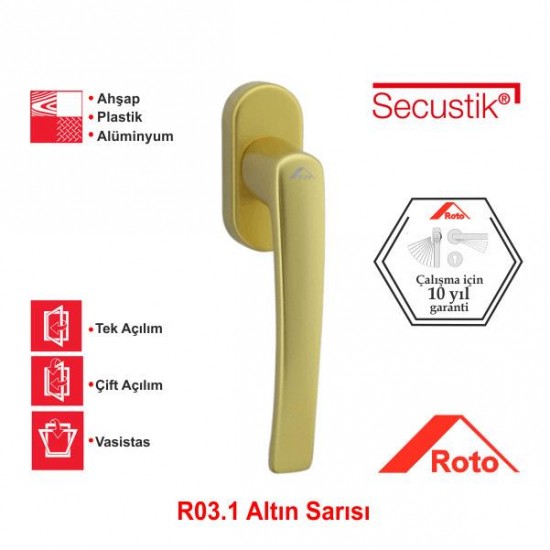 Roto Rotoline Secustik Pencere Kolu Altın Sarı 