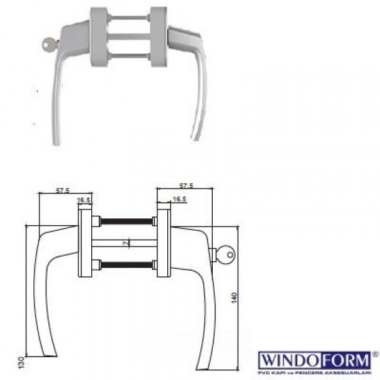 Windoform Kilitli Çift Taraflı Pencere Kolu - Açık Kahve 