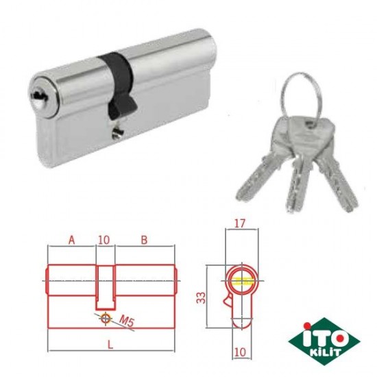 İTO Bilyalı Barel - 5 Adet Anahtarlı ( 35 + 10 + 45 ) - 90 mm. Emniyet Kartlı