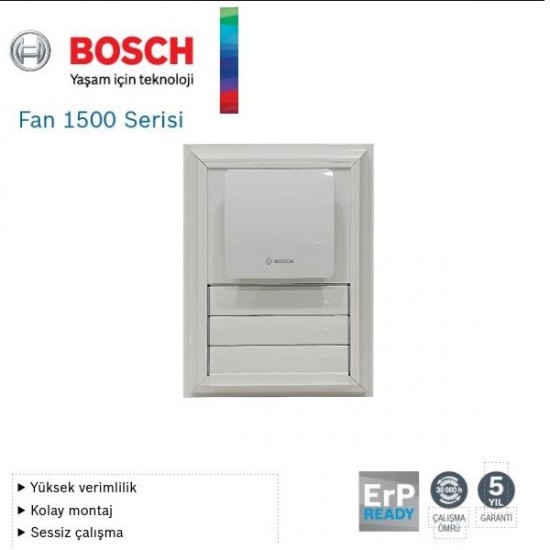 Bosch F1500 W 125 lük Aspiratörlü Fanlı Menfez (175 m³/h) - Kanatlı - Yüzeysel Montaj - Beyaz