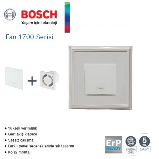 Bosch F1700 WS 125 lik Aspiratörlü Fanlı Menfez (145m³/h) - Düz Panel - Yüzeysel Montaj - Mat Beyaz