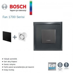 Bosch F1700 WS 125 lik Aspiratörlü Fanlı Menfez (145m³/h) - Düz Panel -Yüzeysel Montaj - Mat Siyah