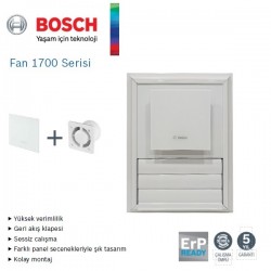 Bosch F1700 WS 125 lik Aspiratörlü Fanlı Menfez (145m³/h) - Kanatlı - Yüzeysel Montaj - Mat Beyaz