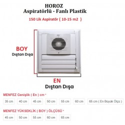 Horoz Ø 150 lük Aspiratörlü - Fanlı Plastik Banyo Menfezi - Kanatlı  - Yüzeysel Montaj - Beyaz