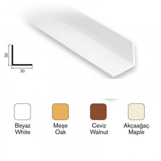 Plastik Köşebent 30 mm x 30 mm ( 3 mt ) - Akağaç 