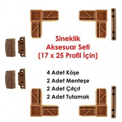 Sineklik Aksesuar Seti ( 17 x 25 mm Profil İçin ) - Açık Kahverengi