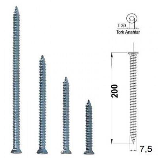 STD Buldeks Dubelsiz Montaj Vidası 7.5*200